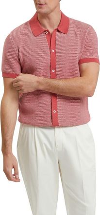 Ted Baker Noliva Short Sleeve Cotton Button-Up Shirt in Red at Nordstrom, Size 4