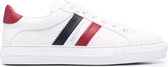 Moncler Leren Sneakers met Zijstreep - Dames - Sneakers - Wit - 38 1/2 EU - Leer - Schoenen