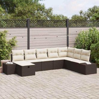 vidaXL Conjunto De Sof&aacute; De Jard&iacute;n 8 Pcs Marr&oacute;n 55 X 62 X 69 Cm Vidaxl