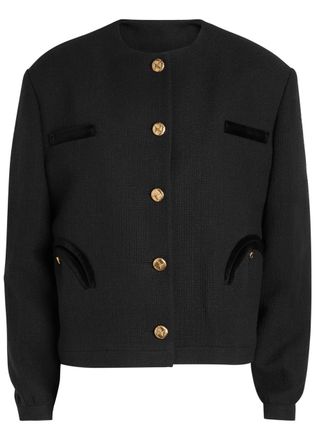 Blazé Milano Shamo Bolero Velvet-trimmed Tweed Jacket - Black - 3 (UK12 / M)