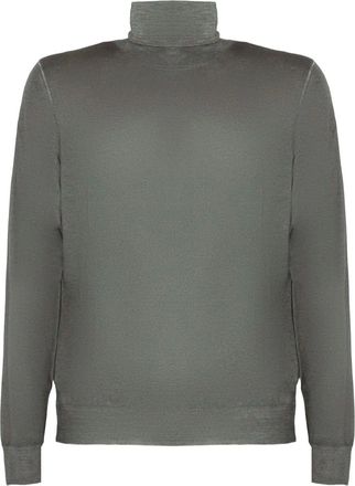 Fedeli Maglione a collo alto con finiture a coste - Verde