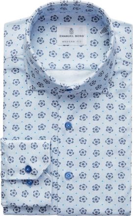 Emanuel Berg Modern Fit 4 Flex Stretch Knit Button-Up Shirt in Blue Bright at Nordstrom Rack, Size Large/x-Large