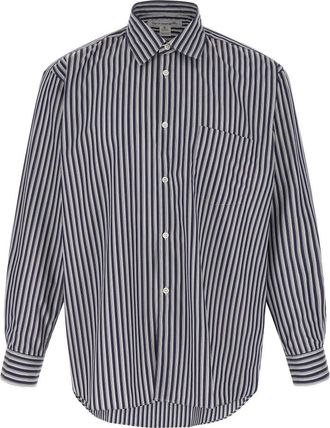 Comme Des Gar&ccedil;ons Yarn Dyed Cotton Stripe Shirt - Heren - Casual Overhemden - Blauw - L - Katoen - Overhemden