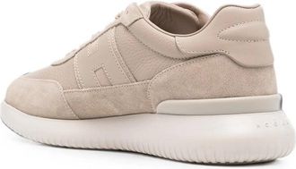Hogan Panelled Leather and Suede Sneaker - Beige