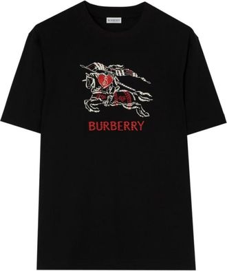 Burberry Heart Knight katoenen T-shirt - Heren - Tops - Zwart - Maat: S Katoen