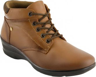 Andrea Womens Leather Lace Up Booties In Brown