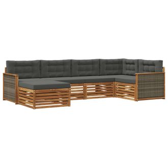 vidaXL Conjunto De Sof&aacute;s De Exterior 6 Pcs Natural Y Antracita Vidaxl