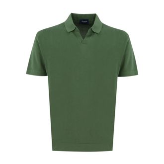 Drumohr Polo Shirts, male, Green, Size: 2XL Cotton Polo Shirt