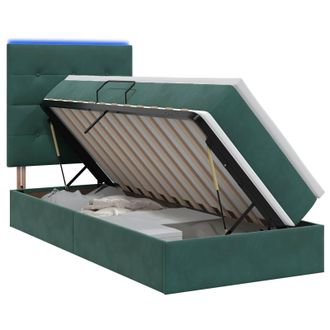 vidaXL Letto Con Contenitore Led E Materasso Verde Scuro 90 X 190 Cm Vidaxl