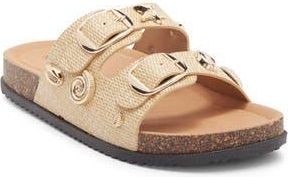 Top Moda Arissa Double Strap Slide Sandal in Beige Raffia at Nordstrom Rack, Size 5.5