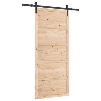 vidaXL Puerta Corredera Natural 80 X 208 Cm Madera De Pino Maciza Vidaxl