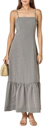 English Factory Gingham Ruffle Hem Maxi Dress in Black White at Nordstrom, Size X-Small