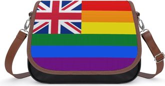 Generic United Kingdom LGBT Rainbow Flag Crossbody Bag Womens Handbag PU Message Bags Shoulder Purse with Adjustable Strap