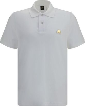 Moose Knuckles Mens Classic Polo Shirt Short Sleeves - White Cotton - Size Large