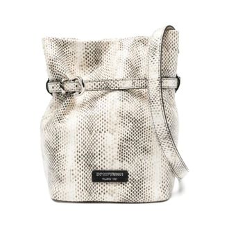 Emporio Armani Bucket Bags, female, Gray, Size: ONE SIZE Python-print Leather Bucket Bag