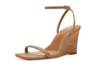 Vince Camuto Ambee Ankle Strap Wedge Sandals Womens Wedge Shoes Golden Walnut : 6.5 M, Faux Leather