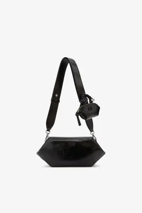 Ganni Black Bou Bag East/West Shine in