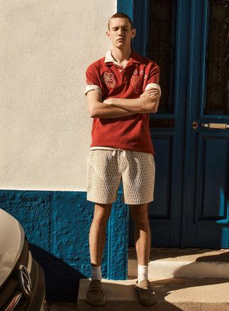 Le 31 Mens Diamond jacquard short