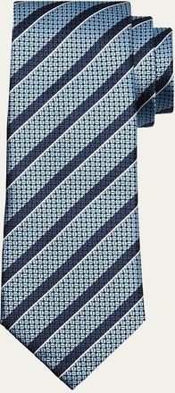 Ermenegildo Zegna Mens Stripe Jacquard Silk Tie