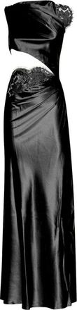 John Richmond One-Shoulder Draped Gown met Cut-out - Dames - Avondkleed - Zwart - XS - Kleedjes