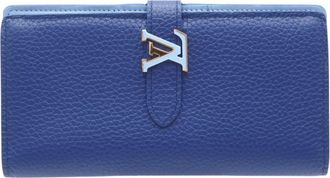 Louis Vuitton Taurillon Blue Leather Long Wallet (Bi-Fold) (Pre-Owned)