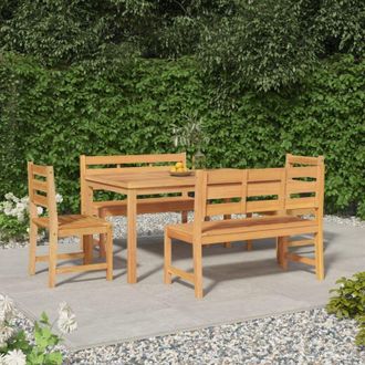 vidaXL 5 Piece Garden Dining Set Solid Wood Teak vidaXL