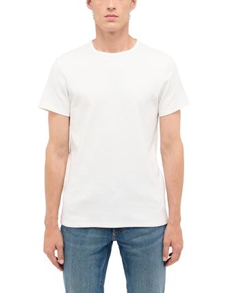 Mustang Kurzarmshirt MUSTANG Herren Style Allen, Herren, Gr. XXL, weiss (sanftes wei&szlig;), Strick, 100% Baumwolle, Rundhals, Shirts Kurzarmshirt