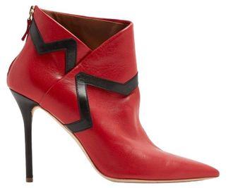 Malone Souliers Red Amelie Leather Ankle Boots Size 39