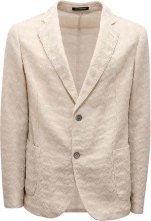 Armani Gestructureerde Jas Model E31G51 F1D05 - Heren - Blazers - Beige - XL - Jassen