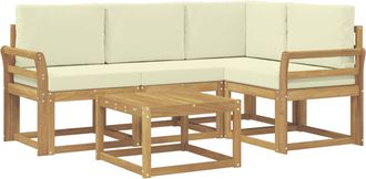 vidaXL Conjunto De Sof&aacute;s De Exterior 5 Uds. Blanco Y Crema Vidaxl