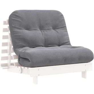 vidaXL Fut&oacute;n Sof&aacute; Cama Con Colch&oacute;n Madera Maciza Blanco 80x206x11 Cm Vidaxl