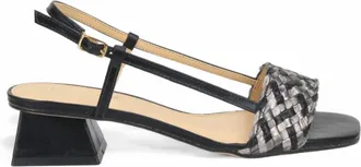 Bruno Menegatti Womens Kimberly Leather Slingback Sandals In Black Carbon