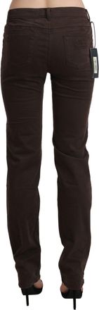 Ermanno Scervino Womens Brown Mid Waist Skinny Slim Trouser Cotton Jeans