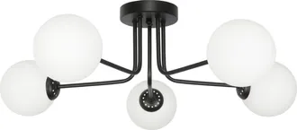 OEM L&aacute;mpara De Techo Negra Con Pantalla Blanca Borgio 14-840