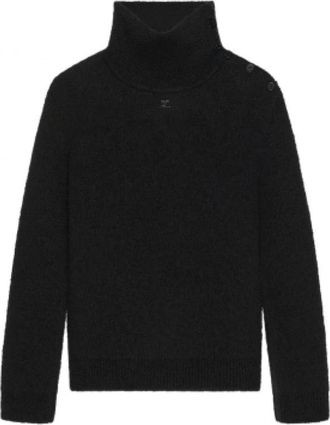 Courr&egrave;ges Su&eacute;ter de lana boucl&eacute; con cuello alto - Knitwear - Mujer - Negro - S