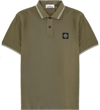 Stone Island Khaki Shirt Collar Polo
