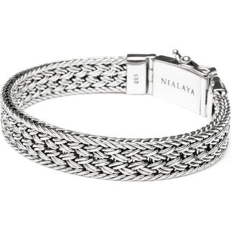 Nialaya Braided Chain Bracelet in Silver at Nordstrom, Size 6.75