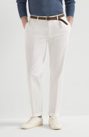 Brunello Cucinelli Comfort gabardine trousers in Snow at Nordstrom, Size 58 It