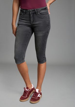 Arizona Caprijeans ARIZONA, Damen, Gr. 34, N-Gr, grau used, Denim/Jeans, Obermaterial: 76% Baumwolle, 16% Polyester, 7% Viskose, 1% Elasthan, unifarben, skinn