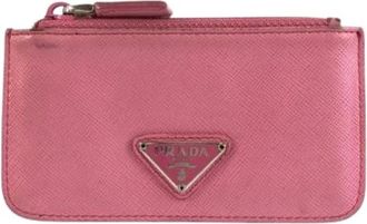 Prada Pre-owned Wallets, female, Pink, Size: ONE SIZE Pre-owned Saffiano Leather Coin Case