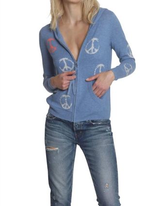 Label+Thread Peace Out Hoodie In Denim