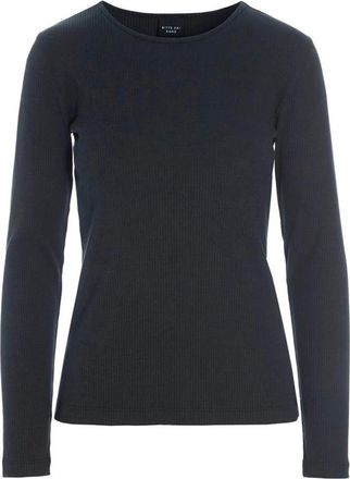 Bitte Kai Rand Tops, Dames, Zwart, 2Xl, Katoen, Rib Knit Blouse