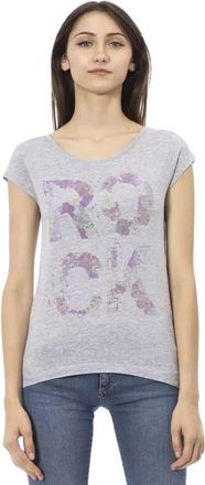 Trussardi Elegant Grijs Katoenmix T-shirt - Dames - T-shirts - Grijs - M - Katoen - Tops
