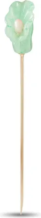 Luxury Bazaar Vintage 14K Yellow Gold Jade and Conch Pearl Stick Pin MF01-091626