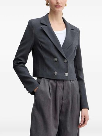 Guess Co button double-breasted blazer - women - Polyester/Viscose/Elastane/Polyester/Elastane - M - Grey