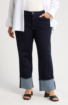 Kut from the Kloth Fab Ab Cuffed High Waist Wide Leg Jeans in Distinguished at Nordstrom Rack, Size 24W