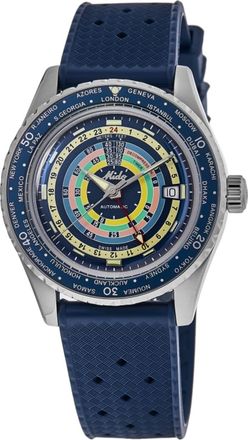 Mido Ocean Star Decompression Worldtimer Blue Dial Rubber Strap Mens Watch M026.829.17.041.00