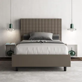 Les Tendances Les Tendances - Letto Una Piazza E Mezza Contenitore Imbottito 120x190 Similpelle Cappuccino Sunny