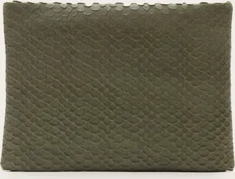 AllSaints Womens Cow Leather Bettina Snake-Effect Leather Clutch, Size: One Size