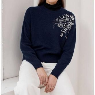 Autumn Cashmere Boxy Crew Neck Sweater In Navy
